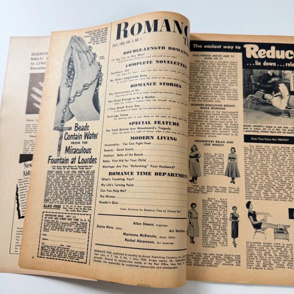 Vintage Romance Time Magazine July 1956 Ann Woodward Tragedy Pulp Vol 5 No 1‎